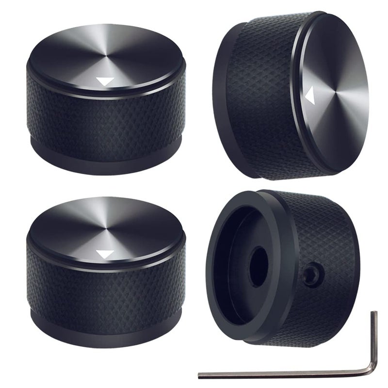 mxuteuk 4pcs Black Guitar Knobs Aluminum Alloy Potentiometer Control knurled Knob Volume Audio Electric Guitar Bass Screw Type 25 x 15.5mm (d*h) KNOB-03-25BK - Image 1